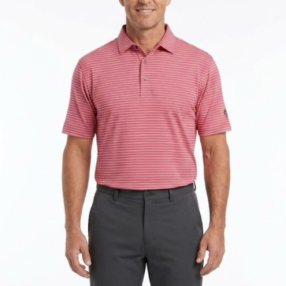 FootJoy Polo Shirt Men’s 2XL Pink Striped Golf Performance Shirt